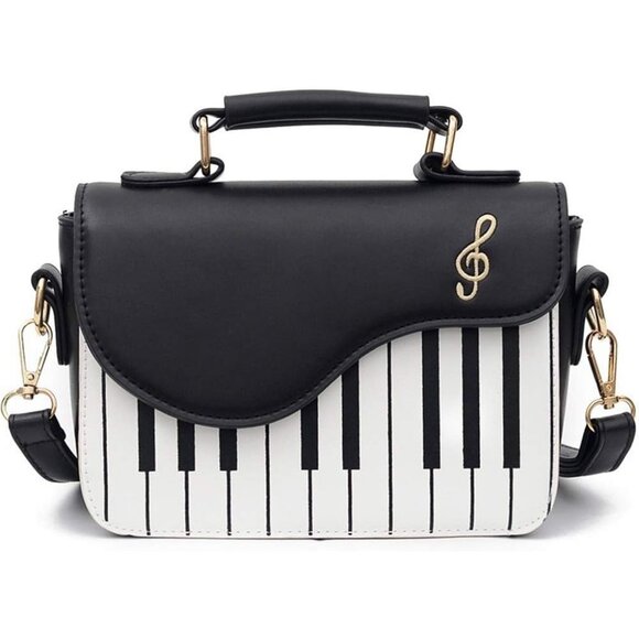 Women's Stylish Piano Shape Cross-Body Shoulder Strap PU Satchel Key Handbags - Picture 1 of 6